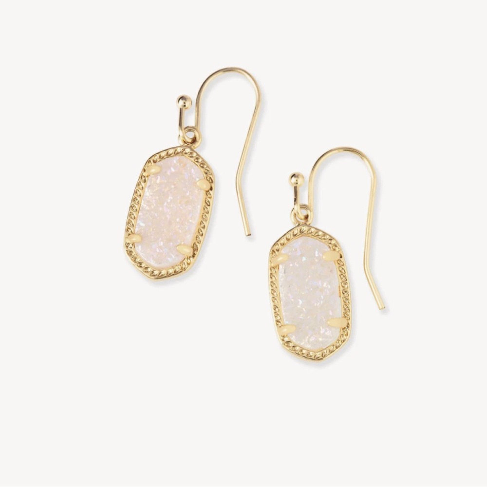 Kendra Scott Lee Gold Drop Earrings in Iridescent Drusy